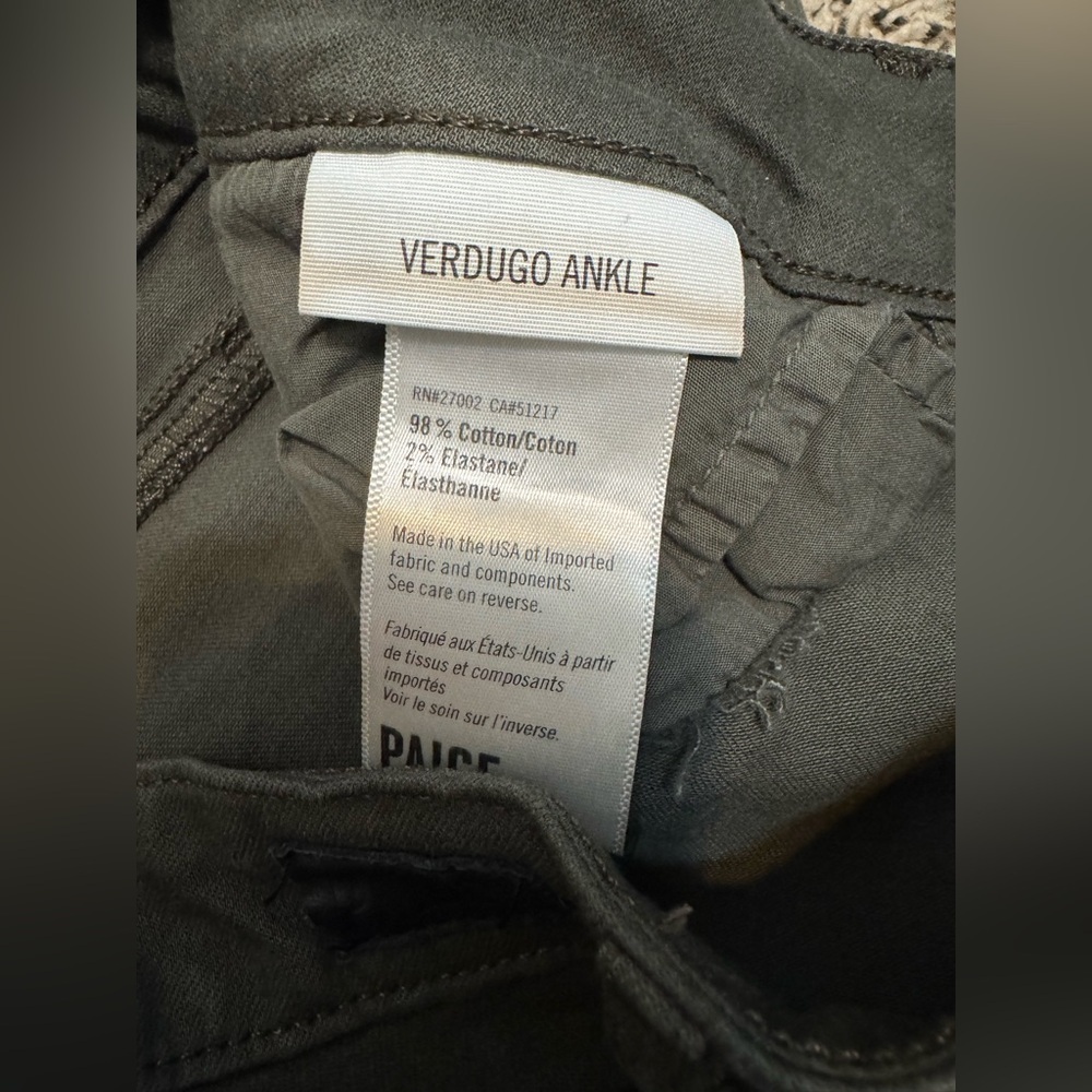 Paige Verdugo Ankle Jean in Dark Olive Green - 27 - Picture 4 of 4